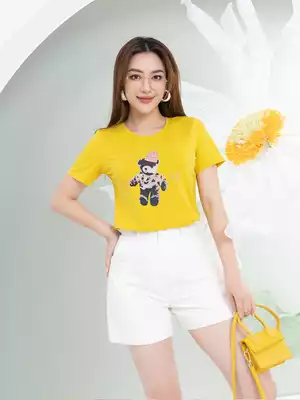 Áo phông nữ in hình gấu nâu