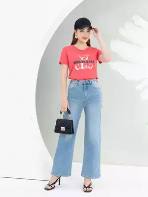 Áo phông nữ in hình gấu smiley bear