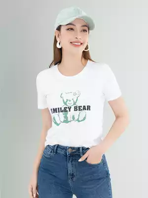 Áo phông nữ in hình gấu smiley bear