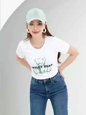 Áo phông nữ in hình gấu smiley bear