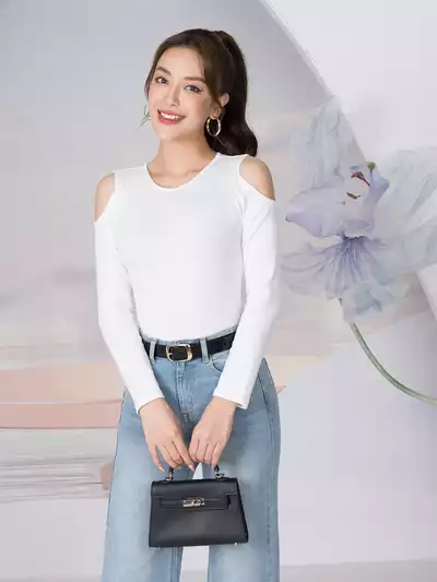 Áo thun ôm dài tay khoét vai