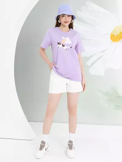 Áo phông nữ phom rộng in hình bóng bay