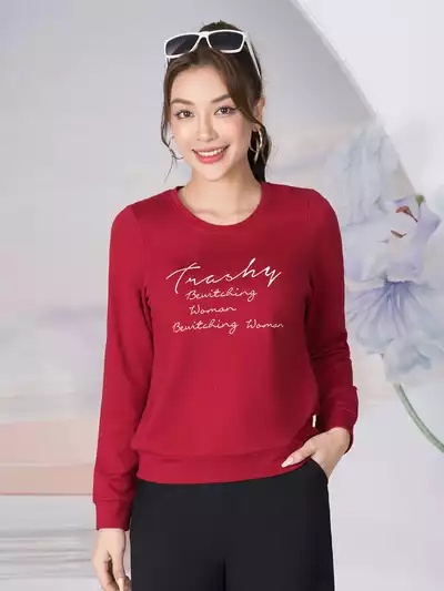  Áo nỉ thu đông in chữ Trashy 