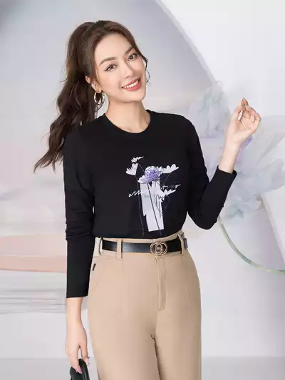 Áo thun nữ dài tay in hình hoa 