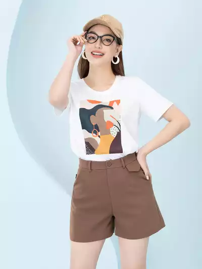 Áo phông nữ phom rộng in hình 7 màu