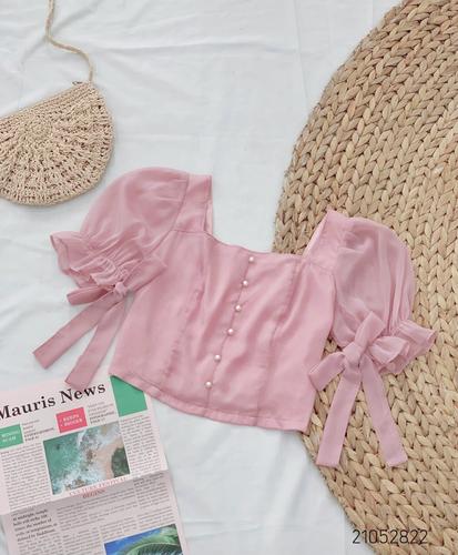 ÁO KIỂU TAY VOAN THẮT NƠ NÚT NGỌC