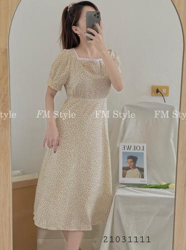 ĐẦM HOA DÁNG DÀI KÈM NƠ TÓC