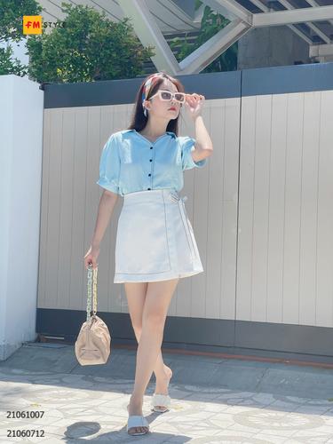 CHÂN VÁY DÁNG A VIỀN CHỈ 