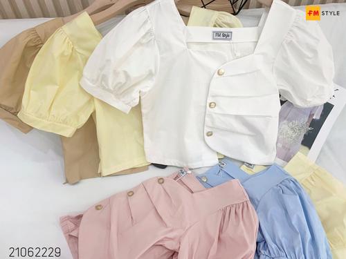 ÁO KIỂU CHÉO TÀ TAY PHỒNG HÀNG NÚT 