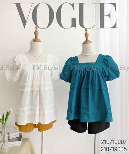 ÁO KIỂU CỔ U XẾP LY NGANG TAY BO