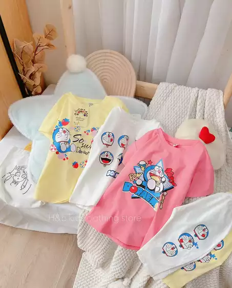 Product image - BỘ BÉ GÁI CỘC DOREMON QUẦN LEGGING