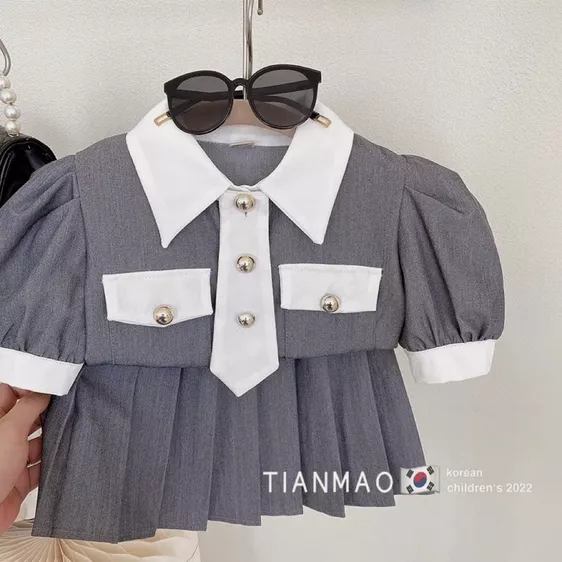 Product image - 637- SÉT BÉ GÁI CHÂN VÁY XẾP LY