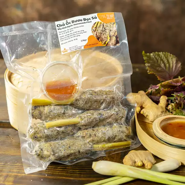 Product image - Chả Ốc Bươu Bọc Sả 250g – Giòn Ngon Đậm Vị, Đặc Sản Việt Gói Gọn Trong Từng Cây