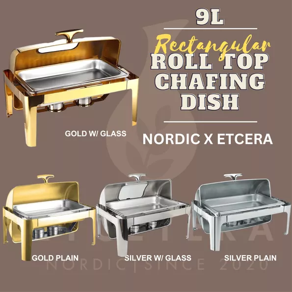 Product image - 9L RECTANGULAR ROLL TOP CHAFING DISH