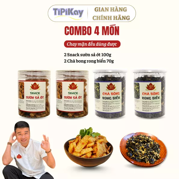 Product image - [Combo 4 món] 2 Chà Bong Rong Biển 70g + 2 Snack Sườn Sả Ớt 100g
