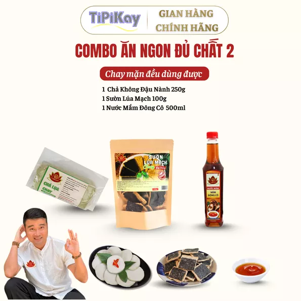 Product image - [Combo 3 Món] 1 Sườn Lúa Mạch Chay 100g + 1 Chả Không Đậu Nành 250g + 1 Nước Mắm Đông Cô 500ml