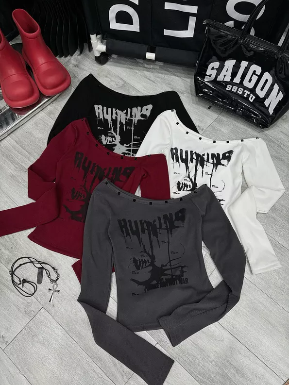 Product image - áo lệch 1 bên vai có đính cúc