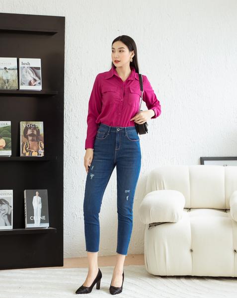 Quần Jean Skinny Xước Gối