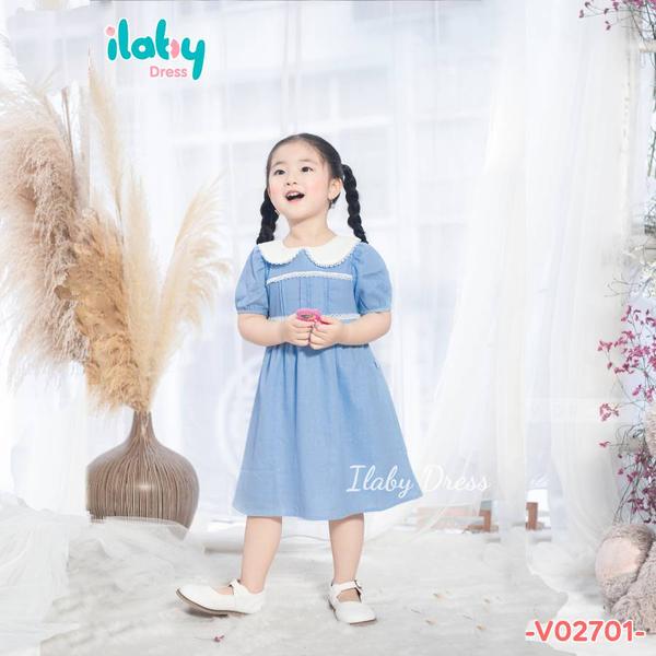 Váy linen xếp li phối ren