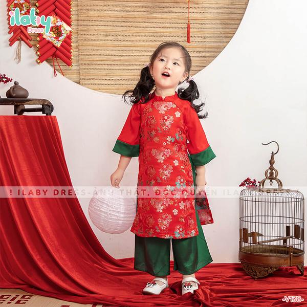 Áo dài phối xanh kèm quần