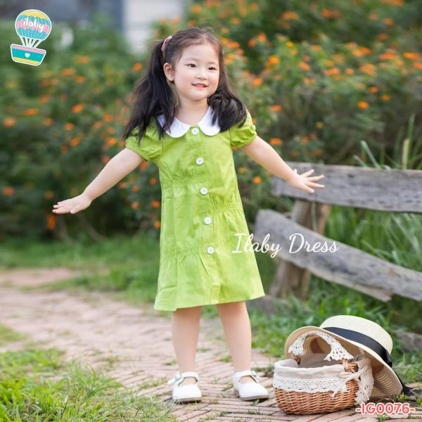 Váy cổ sen phối chun nhún