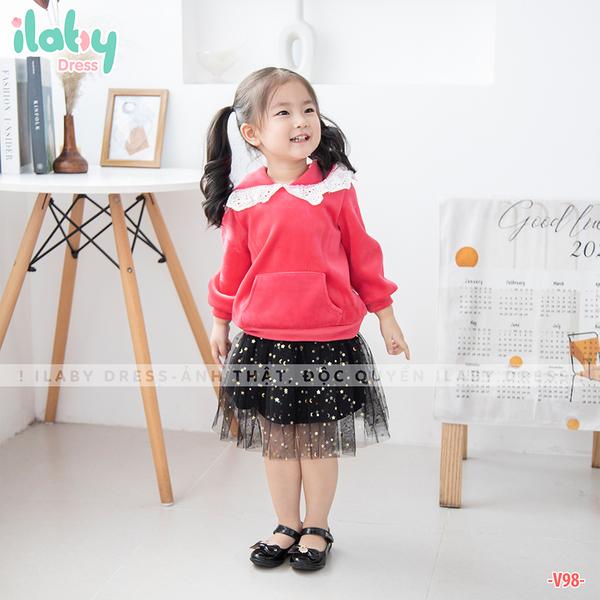 Áo nỉ mũ phối ren