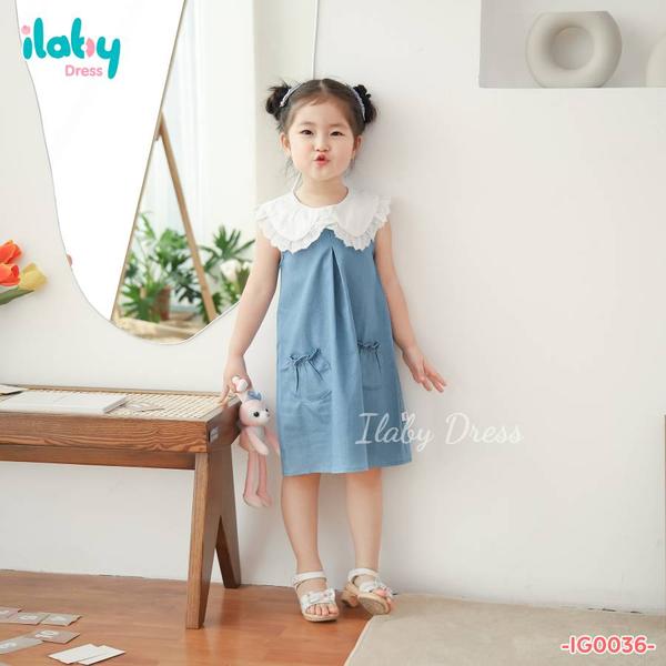 Váy bò cổ trắng phối ren