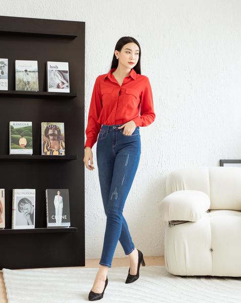 Quần Jean Skinny xước nhẹ