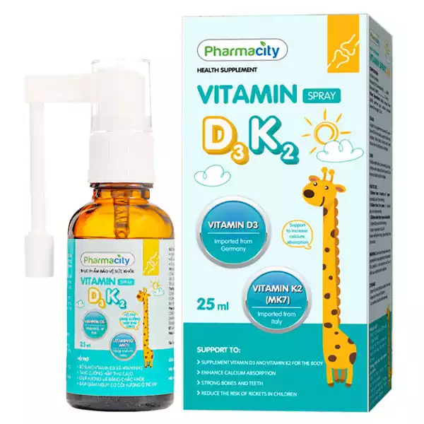  Vitamin Spray D3 K2, hỗ trợ bổ sung vitamin D3, vitamin K2 cho cơ thể