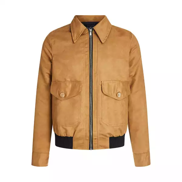 FAUX SUEDE PATCH POCKET BOMBER