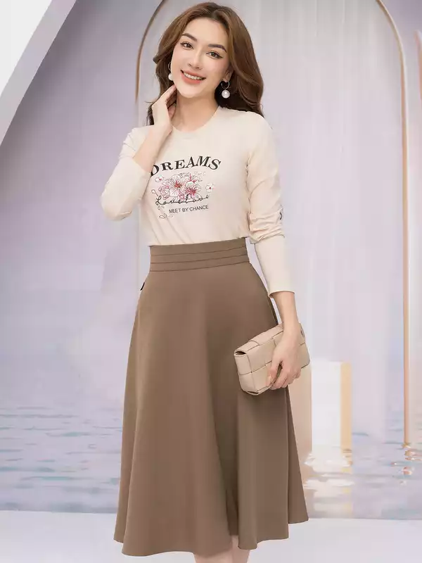  Áo phông nữ dài tay in chữ Dreams 