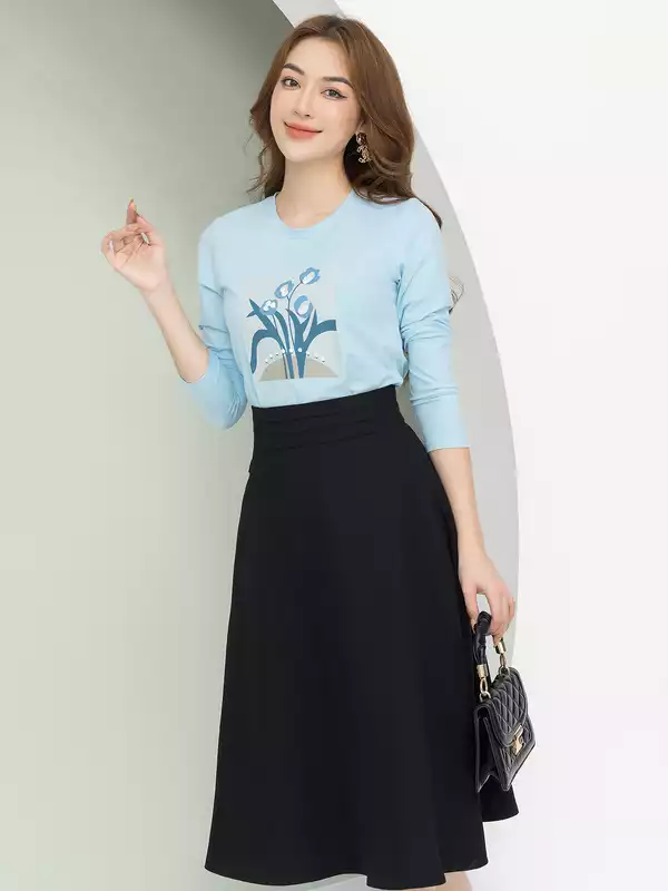  Áo phông nữ dài tay in hình hoa Tulip 