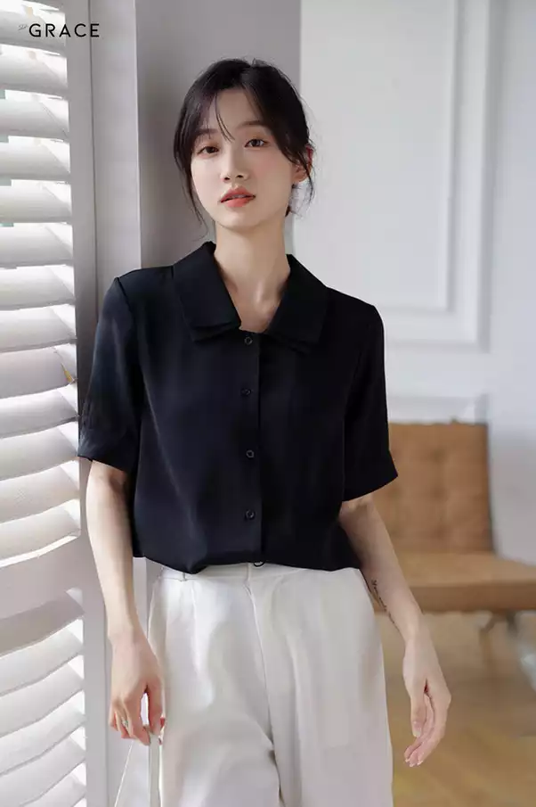 Product image - Sơ mi cộc tay cổ đôi chất lụa Hàn cao cấp - SM045