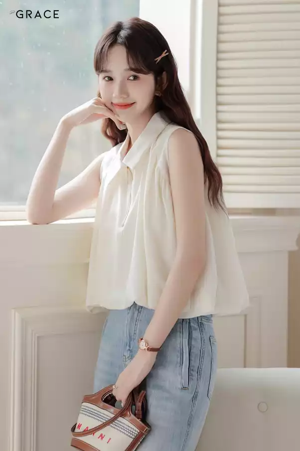 Product image - Sơ mi nữ không tay chất lụa Hàn khóa kéo - SM039