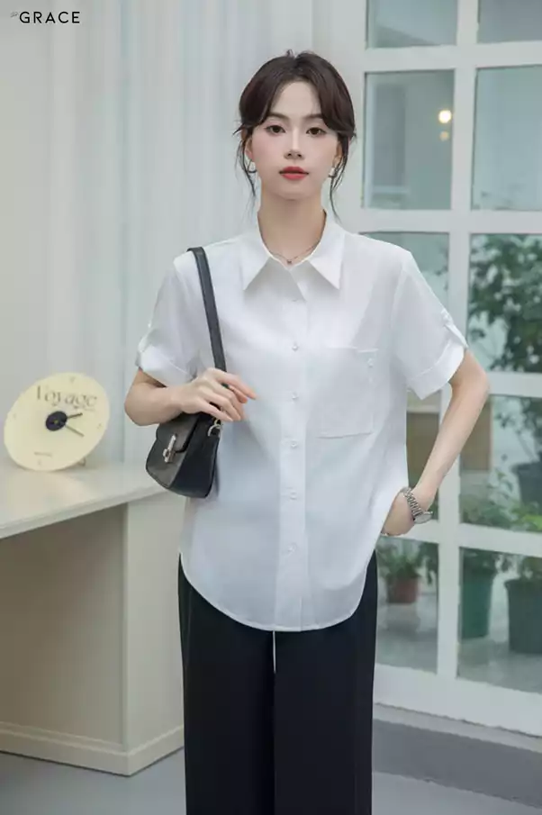 Product image - Sơ Lụa trắng cộc tay De Grace - SM053