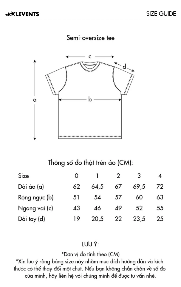 Seasonal Semi-Oversized Tee 原廠尺寸圖