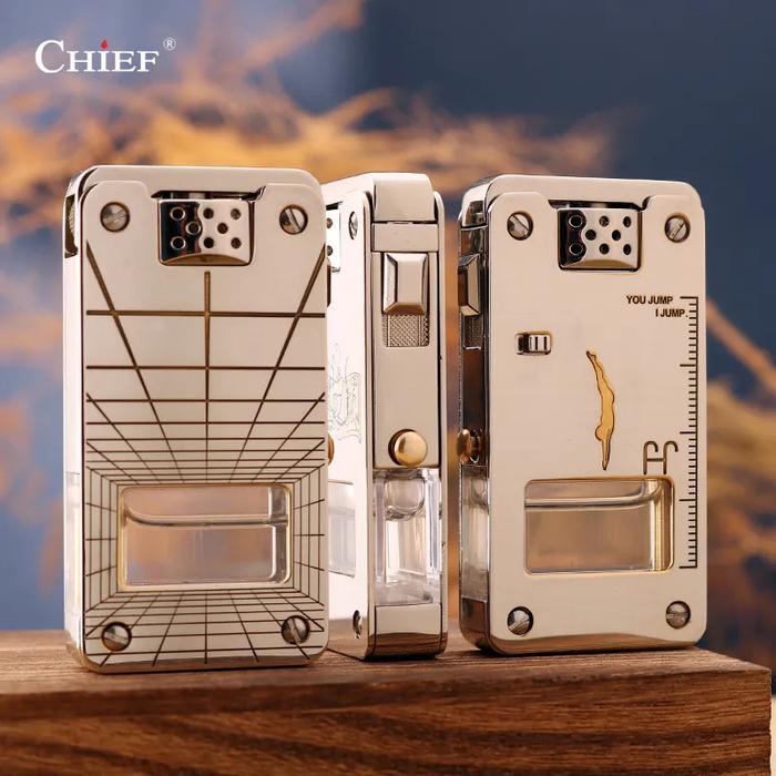 Bật lửa cao cấp xăng CHIEF 705 tặng kèm xăng, đá bấc fullbox