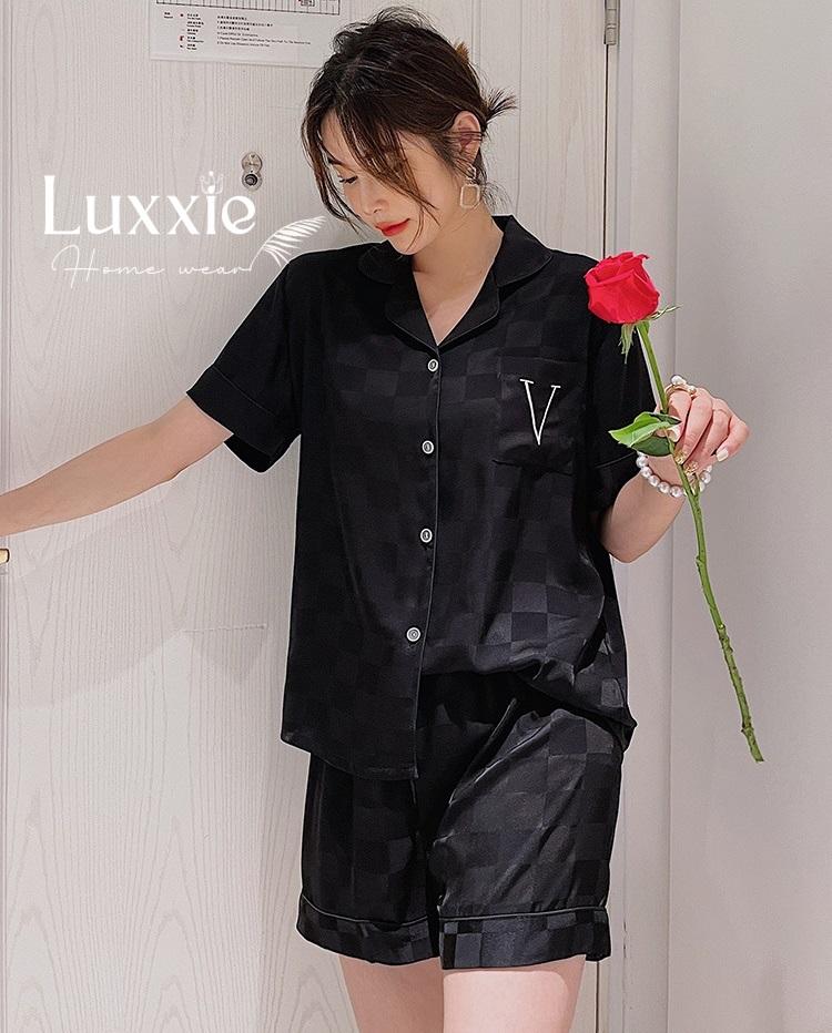 N33C Pijama Lụa Caro tay ngắn quần ngắn_2