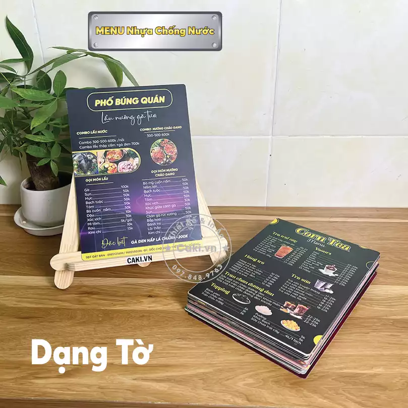 Menu nhựa chống nước cao cấp tại Caki - bền bỉ và chuyên nghiệp