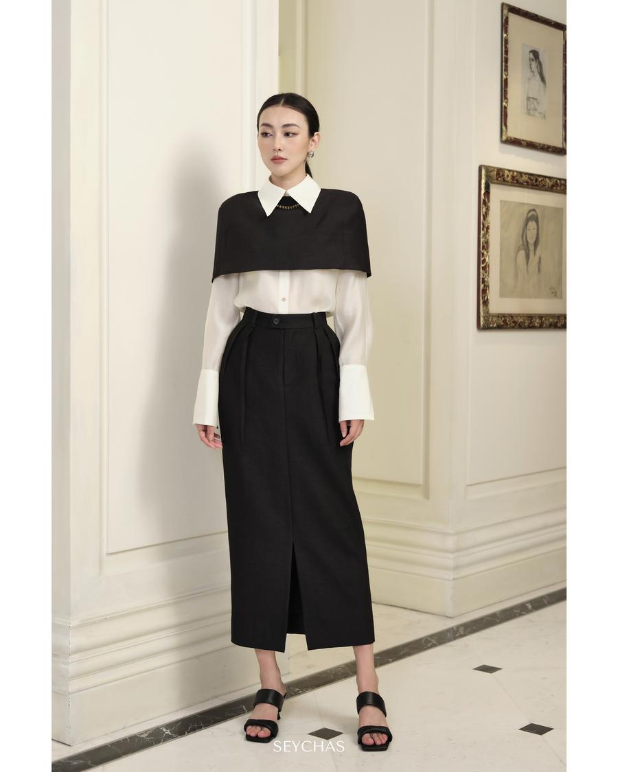 Draped-shoulder top