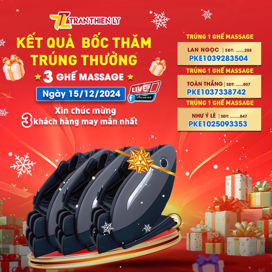 🎉 KẾT QUẢ BỐC THĂM TRÚNG THƯỞNG - 3 GHẾ MASSAGE SIÊU CAO CẤP 🎉