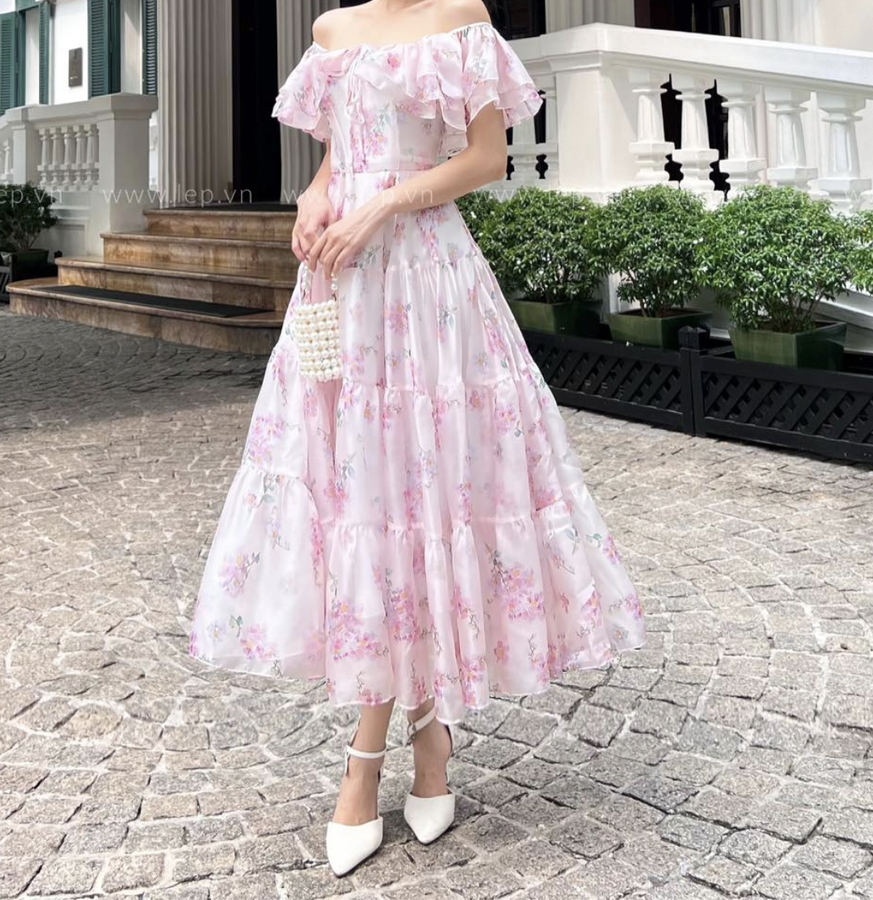 Đầm maxi trễ vai