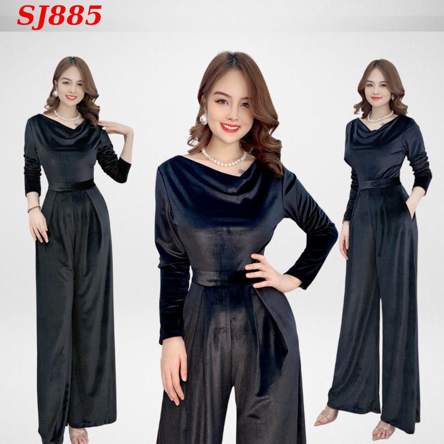 Jumpsuit thiết kế cổ đỗ sang trọng