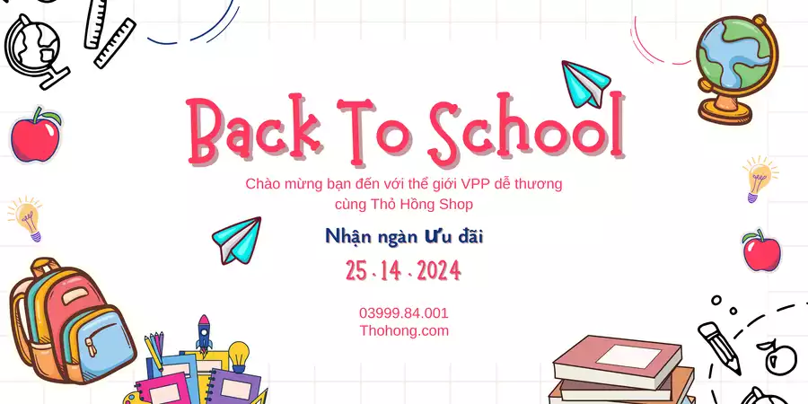 Red and Blue Illustrative Back To School Landscape Banner 