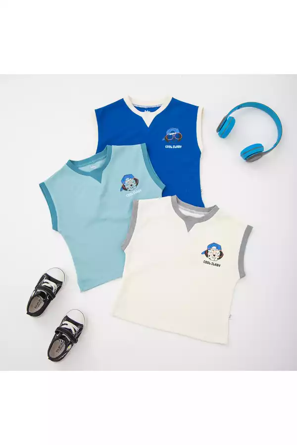 Áo thun tổ ong sát nách phối màu