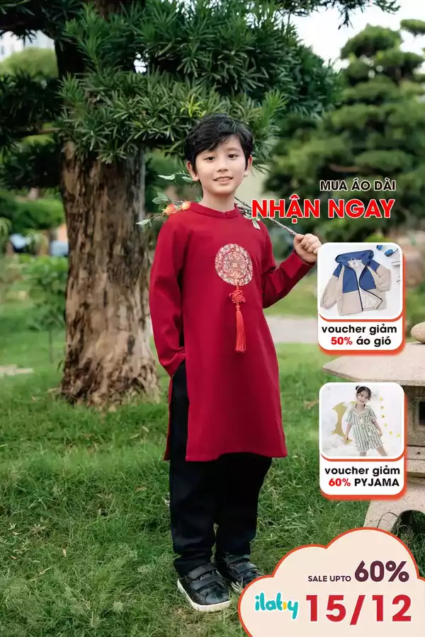 Áo dài bé trai phối khánh