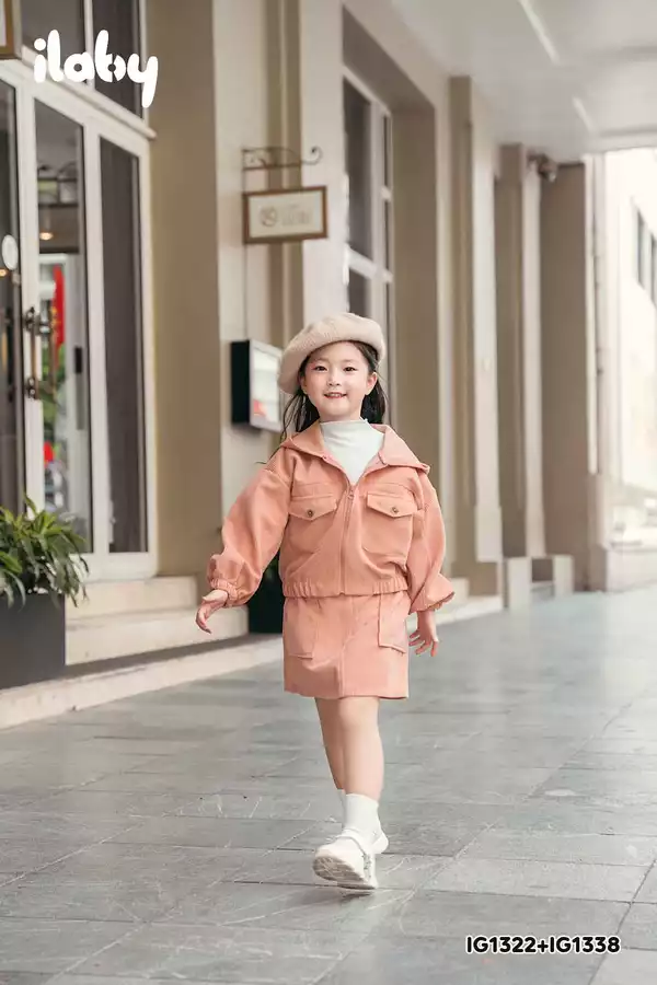 Chân váy nhung tăm phối túi