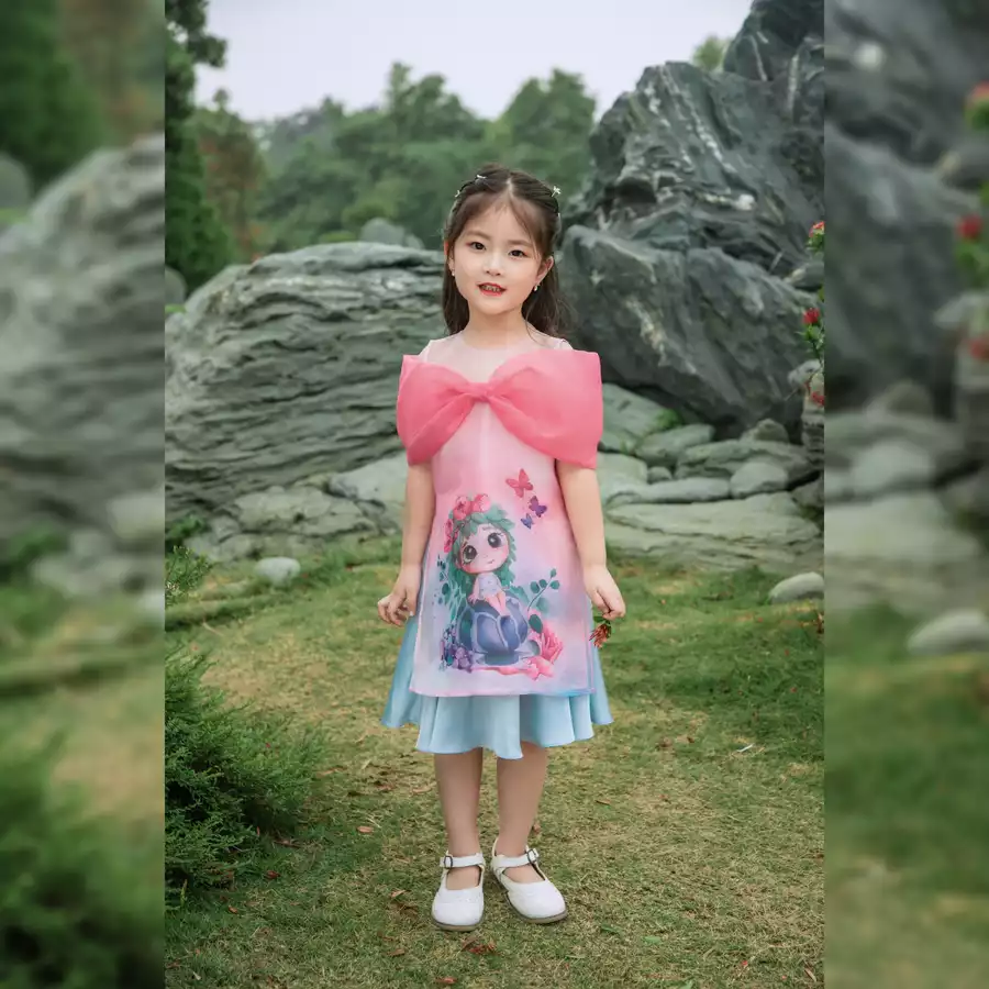 Áo dài phối nơ trước ngực