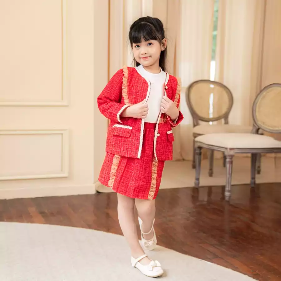 Set dạ tweed cho bé- váy dạ kèm áo trong cho bé gái từ 9- 25kg | Shopee  Việt Nam