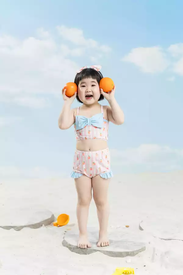 Set bơi rời bé gái kẻ trái tim phối nơ